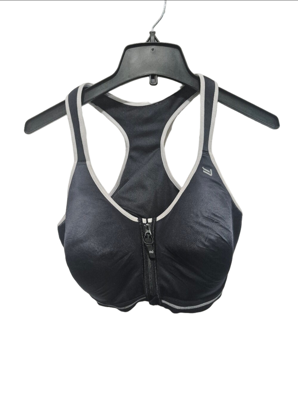 Nola Addition Elle Front Zip High Impact Racerback Sports Bra Black Grey 42C